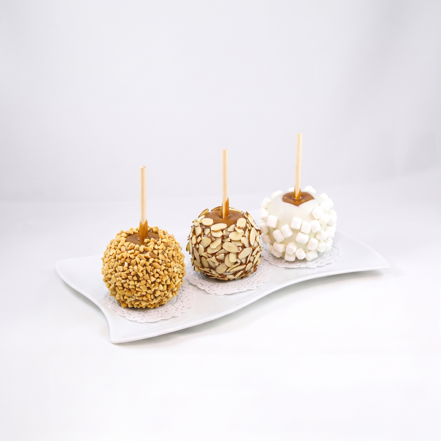 Caramel Apple 3 Pack - Caramel Granny Smith Apples Rolled in Nuts & Marshmallows w/Chocolate Drizzle