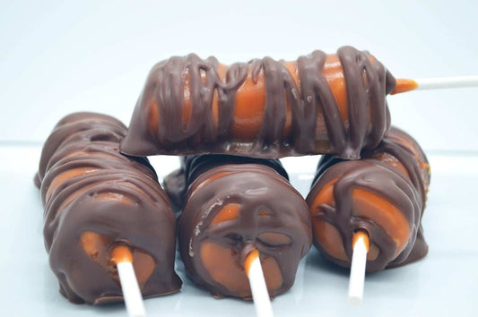 Half Dozen Caramel and Chocolate Dipped Marshmallows Fudge, chocolate, sweet