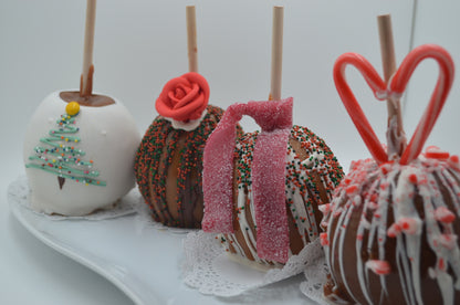 4 Christmas caramel apples.