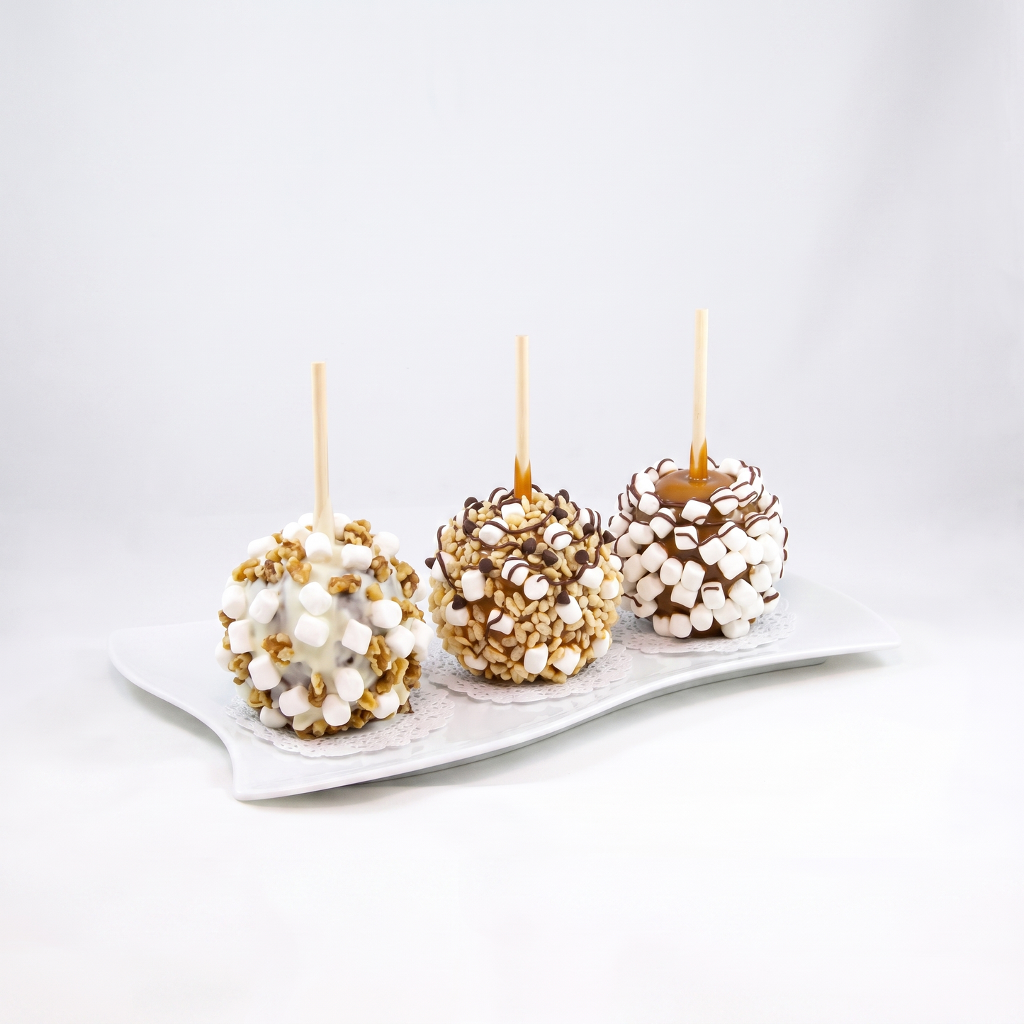 Caramel Apple 3 Pack - Caramel Granny Smith Apples Drizzled in Dark or Milk Chocolate with Marshmallows & Nuts