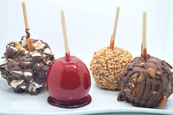 Family 4 Caramel Apples Pack Candy Apples, chocolate